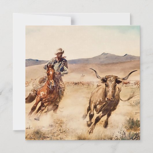 "California Vaquero" door Edward Borein Magnetische Uitnodiging (Voorkant)