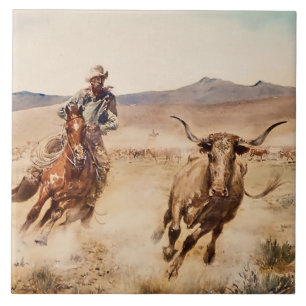 “California Vaquero” door Edward Borein Tegeltje