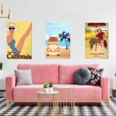 California vintage posters muurkunst sets (Woonkamer)