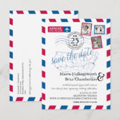 California Virginia Locatie Airmail Bewaar de datu Aankondigingskaart (Voorkant / Achterkant)