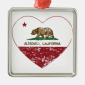 california vlag altadena hartproblemen metalen ornament (Voorkant)