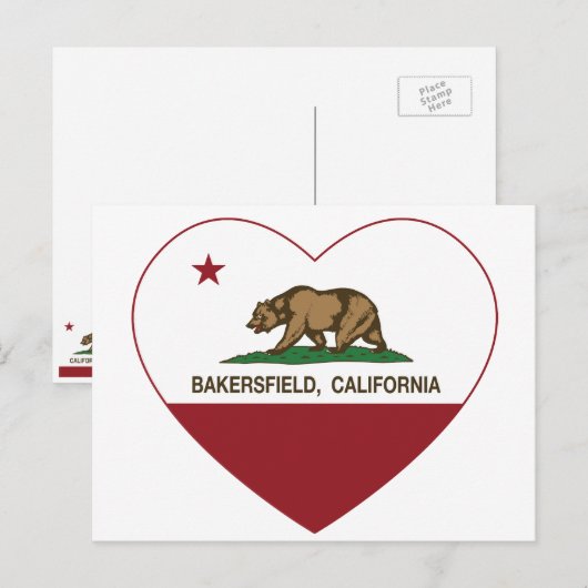 california vlag bakersfield hart briefkaart (Voorkant / Achterkant)