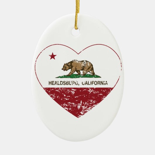 california vlag genedsburg hart in nood keramisch ornament (Voorkant)