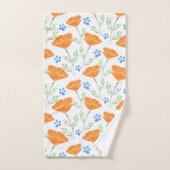 California Waterverf Poppy Pattern Bad Handdoek (Handdoek)