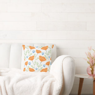 California Waterverf Poppy Pattern Kussen