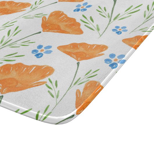 California Waterverf Poppy Pattern Snijplank (Hoek)