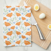 California Waterverf Poppy Pattern Theedoek (Quarter Fold)