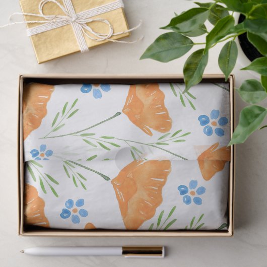 California Waterverf Poppy Pattern Tissuepapier (Geschenk)