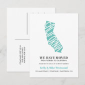 CALIFORNIA We hebben New address New Home verplaat Briefkaart (Voorkant / Achterkant)