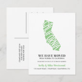 CALIFORNIA We hebben New address New Home verplaat Briefkaart (Voorkant / Achterkant)
