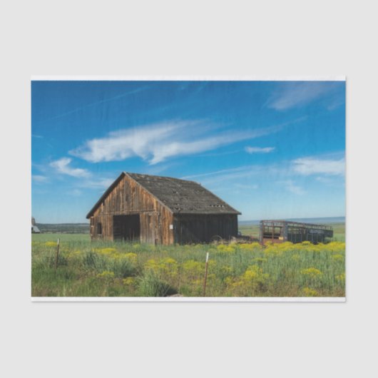 California Weathered Brown Barn en Yellow Flowers Tissuepapier (Voorkant)