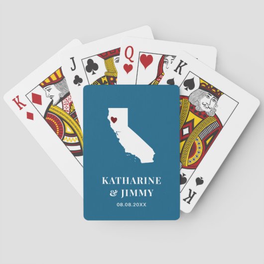 California Wedding Favor Deck of Cards, staatskaar Pokerkaarten (Achterkant)