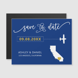 California Wedding Save the Date Kaart, Map Magnetische Uitnodiging