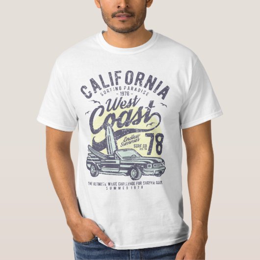 California West Coast Surfing Paradise 78  T-shirt (Voorkant)