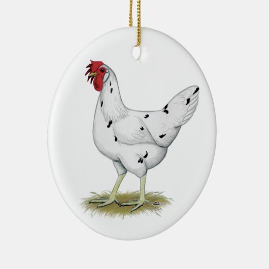 California White Hen Keramisch Ornament (Rechts)