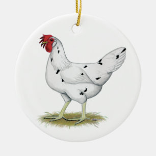 California White Hen Keramisch Ornament