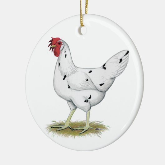 California White Hen Keramisch Ornament (Links)