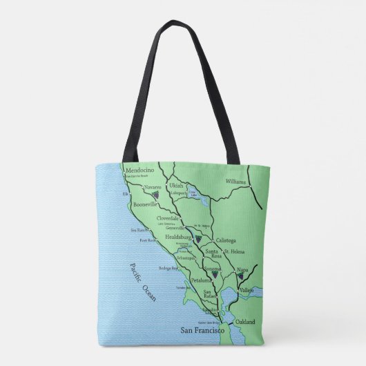 California Wine Country Map Tas (Achterkant)
