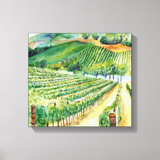California Winery Vineyard Painting Canvas Print (Voorkant)