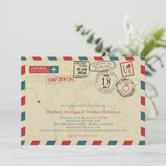 California World Traveller Airmail Engagement Part Kaart (Staand voorkant)