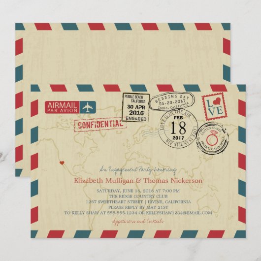 California World Traveller Airmail Engagement Part Kaart (Voorkant / Achterkant)