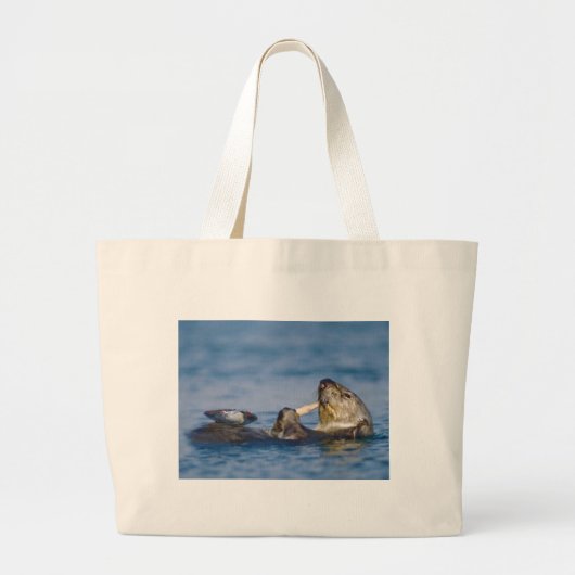 California Zee Otter Snacking on Clam Grote Tote Bag (Voorkant)