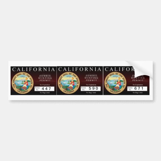California Zombie Hunting Permit V.2 Bumpersticker (Voorkant)