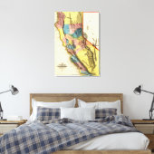 CaliforniaPanoramic Map Canvas Afdruk (Insitu (Slaapkamer))