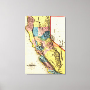 CaliforniaPanoramic Map Canvas Afdruk