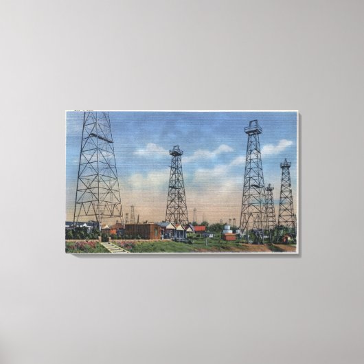 CaliforniaView of Oil Wells Canvas Afdruk (Voorkant)