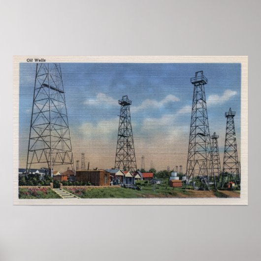 CaliforniaView of Oil Wells Poster (Voorkant)