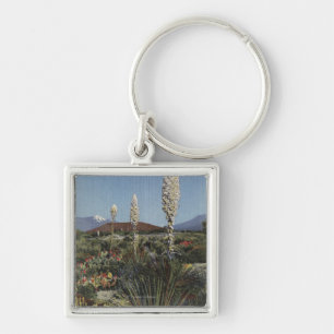 CaliforniaYucca Cacti in Bloom in woestijn Sleutelhanger