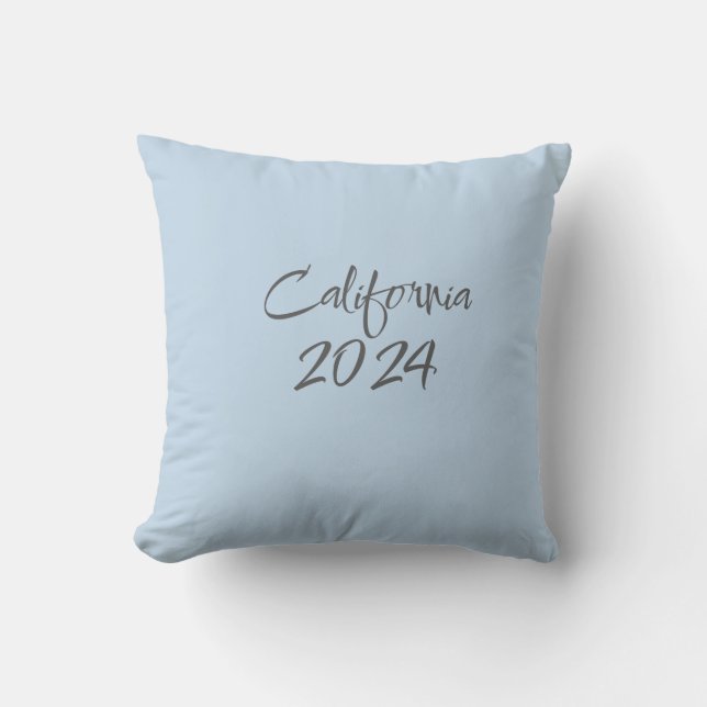 Californië 2024 blauw typografisch gooi kussen (Voorkant)