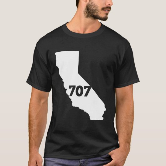 Californië 707 netnummer t-shirt (Voorkant)