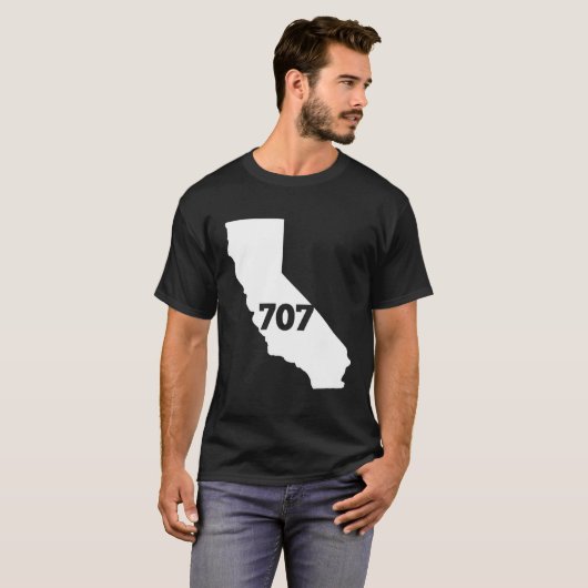Californië 707 netnummer t-shirt (Voorkant volledig)