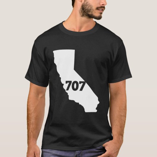 Californië 707 netnummer t-shirt (Voorkant)