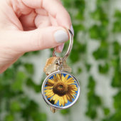 Californië, A Mammoth Sunflower (Helianthus) 3 Sleutelhanger (Hand)