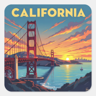 Californië Aandenken De Golden Gate Bridge Vierkante Sticker