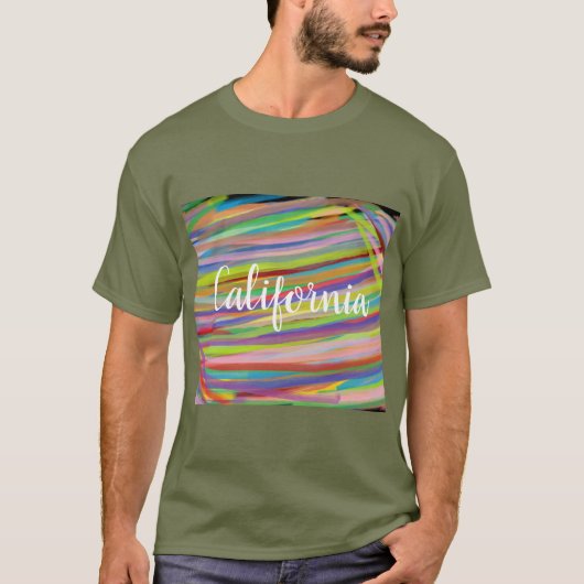 Californië abstracte regenboog wervelt met kalligr t-shirt (Voorkant)