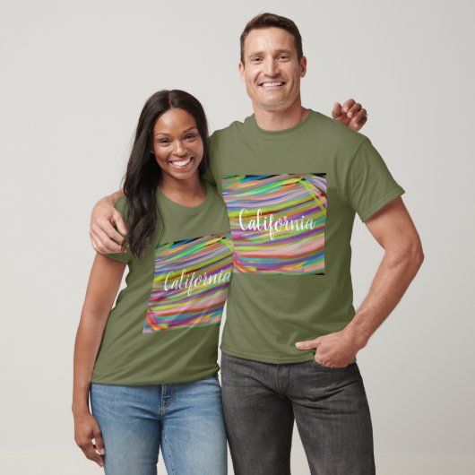 Californië abstracte regenboog wervelt met kalligr t-shirt (Unisex)