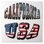 Californië Afbeelding en Amerikaanse Vlag Tekst Tegeltje (Voorkant)