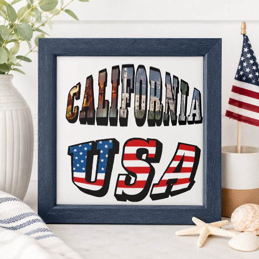 Californië Afbeelding en Amerikaanse Vlag Tekst Tegeltje