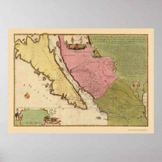 Californië als eiland door N. de Fer 1720 Poster (Voorkant)