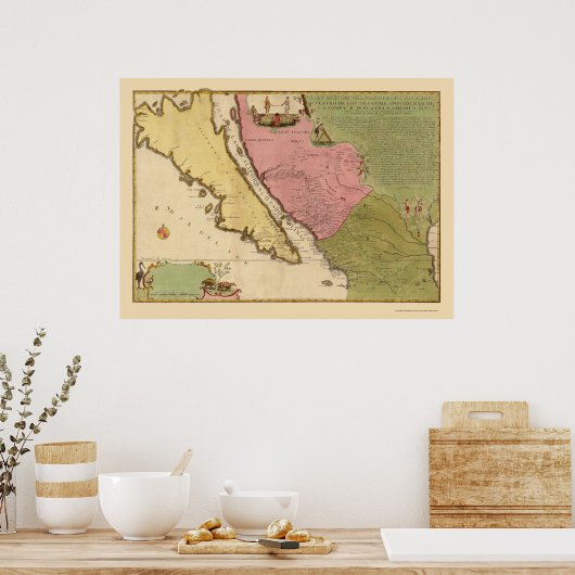 Californië als eiland door N. de Fer 1720 Poster (Keuken)