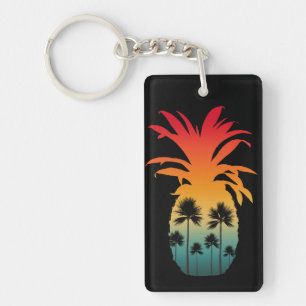 CALIFORNIË ANANAS ZONSONDERGANG PALMBOMEN SLEUTELHANGER