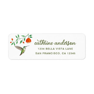 Californië Anna's Kolibrie en Bloeiende Tak Etiket