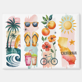 Californië Aquarel Magneet Set | Strandgolven, Of