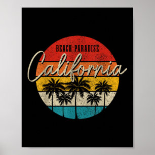 Californië Beach Paradise Palm Trees Surfe Poster