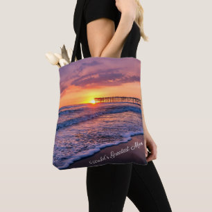 Californië Beach Pier Sunset Tote Bag