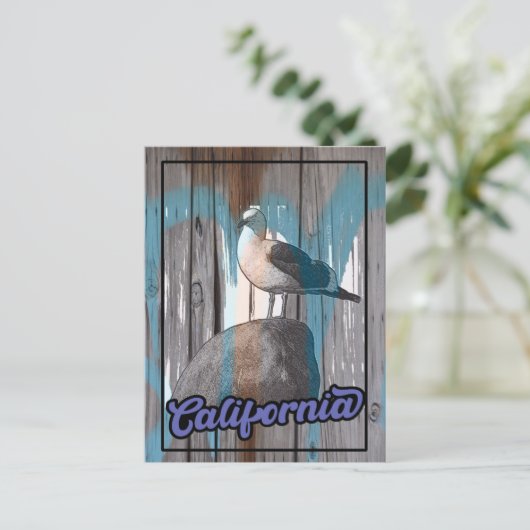  Californië Beach Seagull Travel Briefkaart (Staand voorkant)